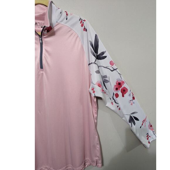 Women's Bermuda Sands Athletic Three Quarter Zip Pink/White 2 XL Top - Picture 2 of 6